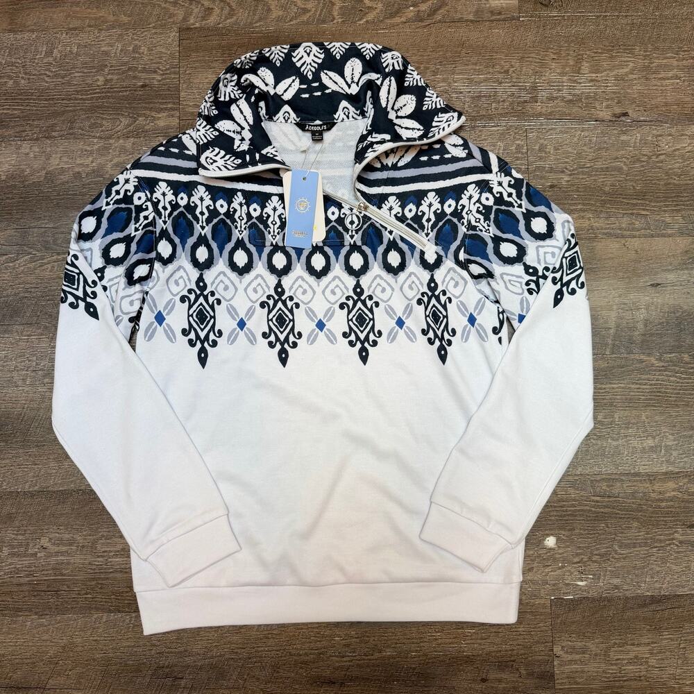 NWT Acegolfs Bold Baroque Quarter Zip Golf Pullover Sweatshirt - Size M